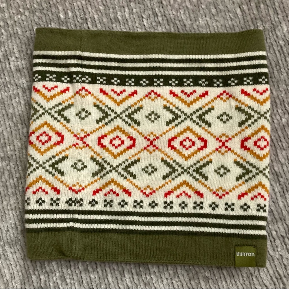Burton Olive and Multicolor Patterned Scarf